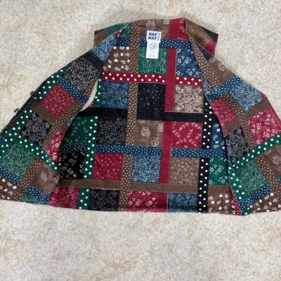Vintage Naf Naf Vest - One Size, Unisex, patchwork design - Picture 3 of 7
